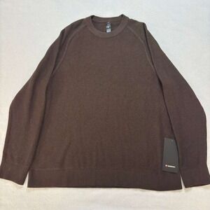 NWT Lululemon Textured Knit Crewneck Sweater Mens 2XL Brown Heathered Cozy